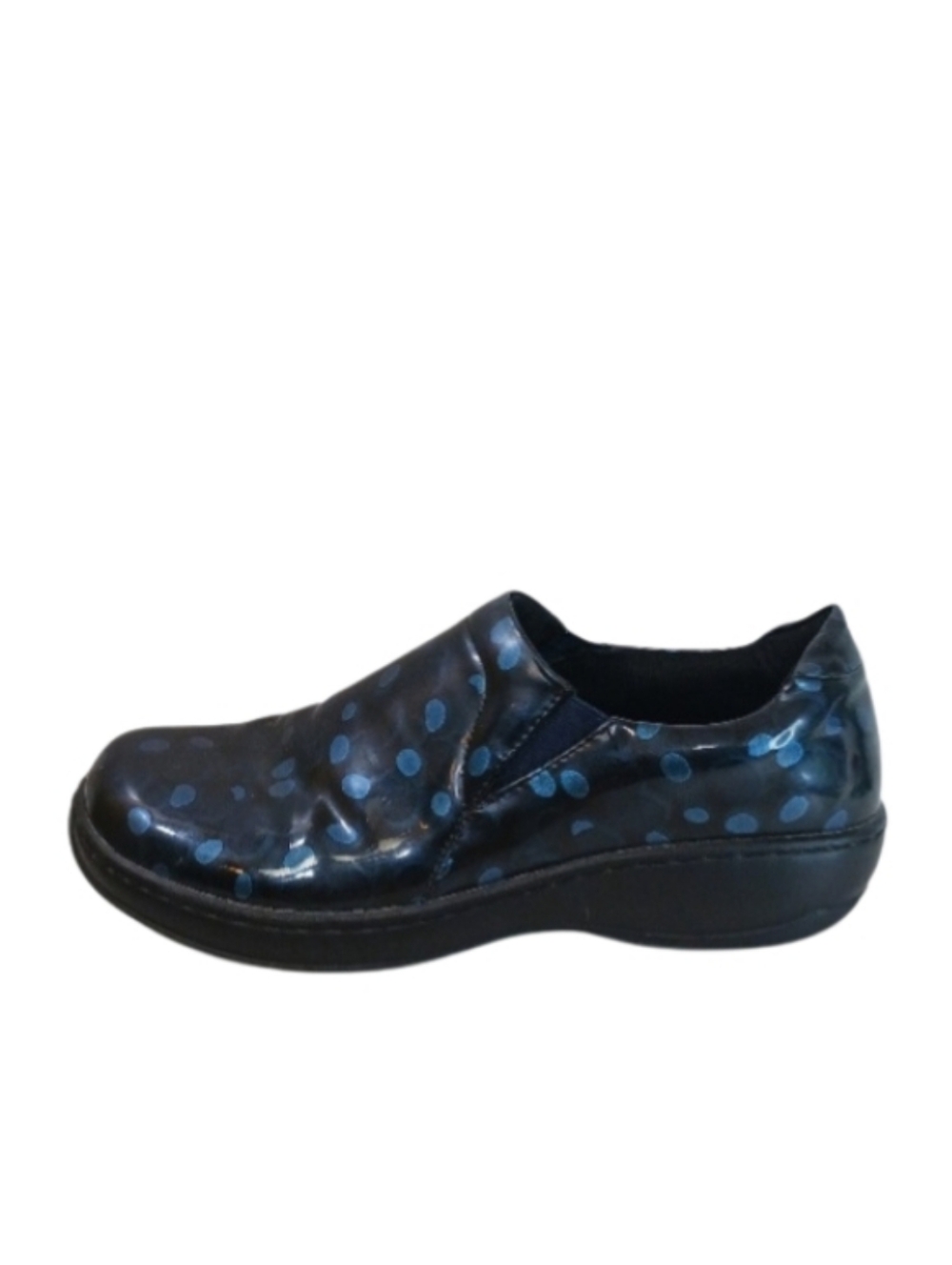 Spring Step Clogs Women's 8 Black Blue Polka Dot Slip-on Slip Resistant Shoes